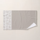 Weiße u. graue Blumenspitze Badhandtuch Set (Handtuch)