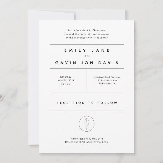 Weiße u. graue moderne minimale einladung (Vorderseite)