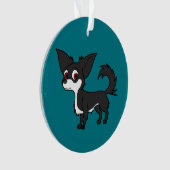 Weiße u. schwarze Chihuahua mit dem langen Haar Ornament (Vorderseite)