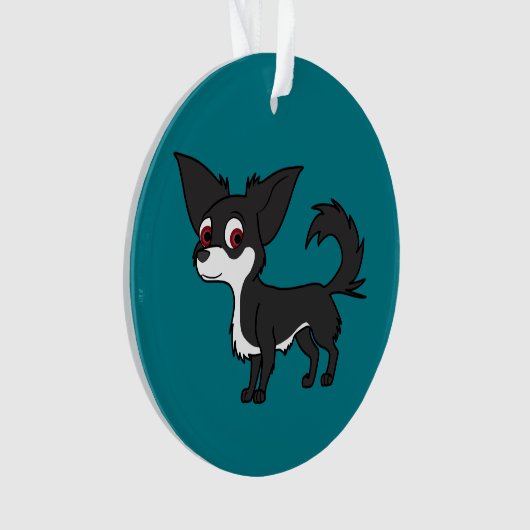 Weiße u. schwarze Chihuahua mit dem langen Haar Ornament (Vorderseite)