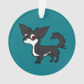 Weiße u. schwarze Chihuahua mit dem langen Haar Ornament (Vorderseite)