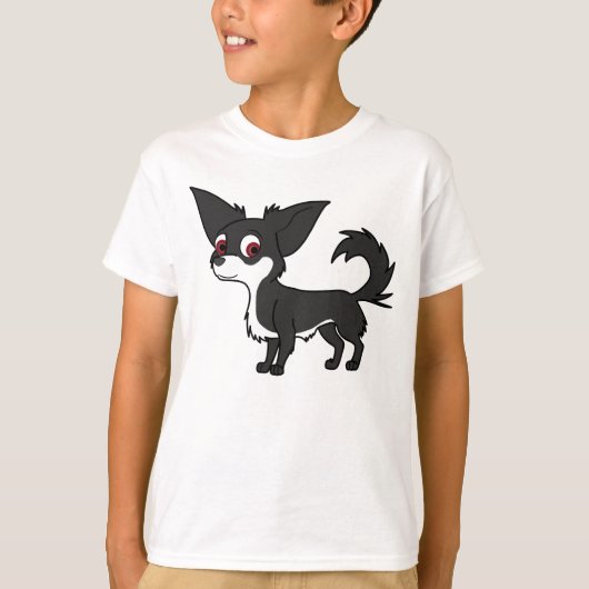 Weiße u. schwarze Chihuahua mit dem langen Haar T-Shirt (Vorderseite)