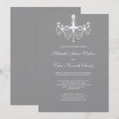 Weiße u. silberne Leuchter-Einladung Einladung (Vorne/Hinten)