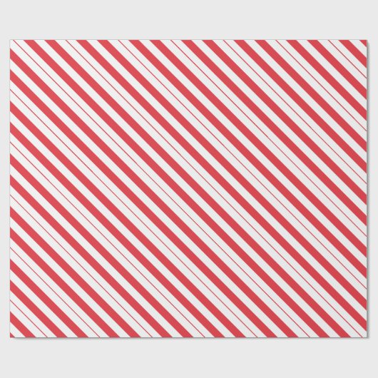 Weiße u. tiefrote Zuckerstange-Diagonalstreifen Geschenkpapier (Flach)