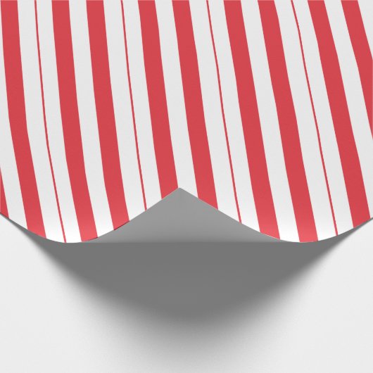 Weiße u. tiefrote Zuckerstange-Diagonalstreifen Geschenkpapier (Ecke)