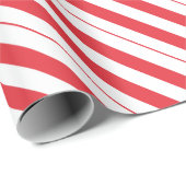 Weiße u. tiefrote Zuckerstange-Diagonalstreifen Geschenkpapier (Rolleneckpunkt)