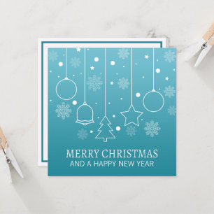 Weiße und Aquamarine Minimalistische Weihnachten Einladung