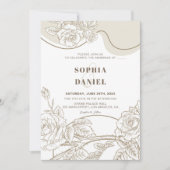 Weiße und beige Rose zum Hochzeitsfest Einladung (Vorderseite)