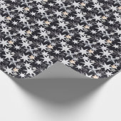 Weiße und beige Sterne. Schwarzer Hintergrund. Chr Geschenkpapier (Ecke)