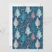 Weiße und blaue Abstrakte Weihnachtsbäume Einladung (Rückseite)