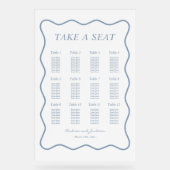 Weiße und blaue Akryllische Hochzeitstabelle Acrylschild (Vorderseite)