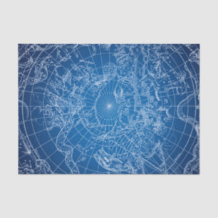 Weiße und blaue astrologische Karte Seidenpapier