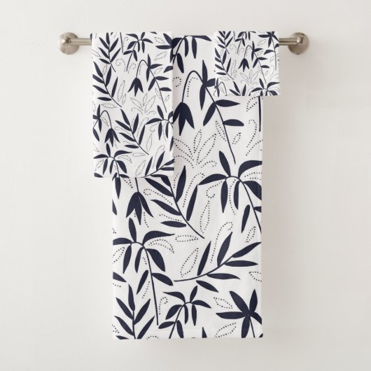 Weiße und blaue Bambusmuster Badhandtuch Set (Insitu)