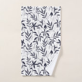 Weiße und blaue Bambusmuster Badhandtuch Set (Handtuch)