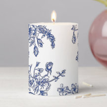 Weiße und blaue Blume 3 Zoll x 4 Zoll Kerze
