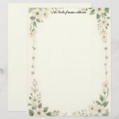 Weiße und blaue Blume Briefbogen (Vorne/Hinten)