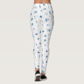 Weiße und blaue Blume Leggings (Rückseite)