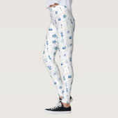 Weiße und blaue Blume Leggings (Links)
