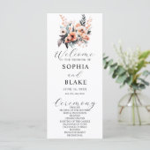 Weiße und blaue Blume - Weißes Hochzeitsprogramm (Stehend Vorderseite)