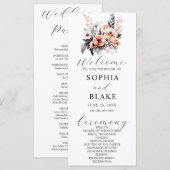 Weiße und blaue Blume - Weißes Hochzeitsprogramm (Vorne/Hinten)
