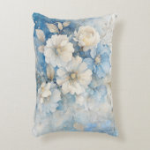 Weiße und blaue Blumen  Dekokissen (Vorderseite(Vertikal))