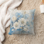 Weiße und blaue Blumen Kissen (Decke)