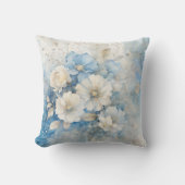 Weiße und blaue Blumen Kissen (Vorderseite)