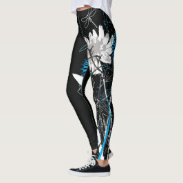 Weiße und blaue BlumenLeggins Leggings