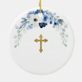 Weiße und blaue Blüte Werden Sie meine Mutter sein Keramik Ornament (Hinten)