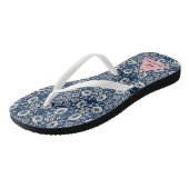 Weiße und blaue Blütenpflanze Flip Flops Badesandalen (Schrägansicht)