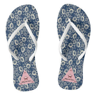 Weiße und blaue Blütenpflanze Flip Flops Badesandalen