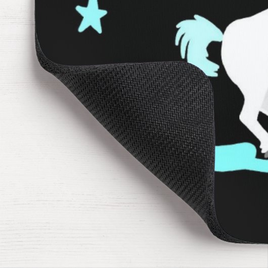 Weiße und blaue Einhorn und Sterne Mousepad (Ecke)