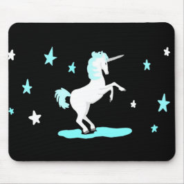 Weiße und blaue Einhorn und Sterne Mousepad