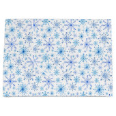 Weiße und blaue Eis und Schneeflocken Große Geschenktüte (Vorderseite)