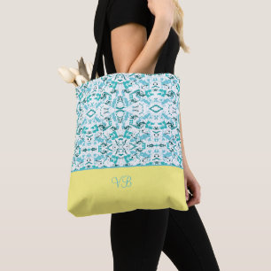 Weiße und blaue Farbspritzer Tasche