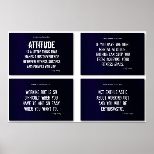 Weiße und blaue Fitness Zitate mit Attitude! Poster (Vorne)