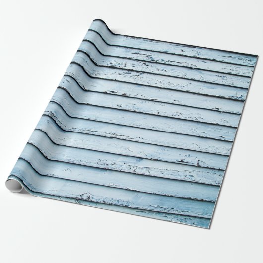 Weiße und blaue Holzoberfläche Geschenkpapier (Ungerollt)