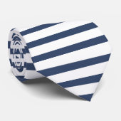 Weiße und blaue Horizontal-Gestreifte Krawatte (Gerollt)