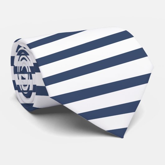 Weiße und blaue Horizontal-Gestreifte Krawatte (Gerollt)