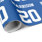 Weiße und blaue individuelle Name Geschenkpapier (Rolleneckpunkt)