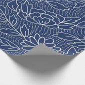 Weiße und blaue japanische Blume Geschenkpapier (Ecke)