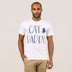 Weiße und blaue Katzen-Vati-Shirt T-Shirt