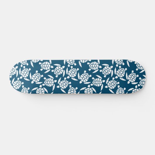 Weiße und blaue Küstenlinie Schildkrötenmuster Skateboard (Horizontal)