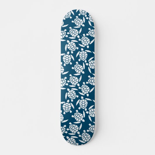 Weiße und blaue Küstenlinie Schildkrötenmuster Skateboard (Vorne)