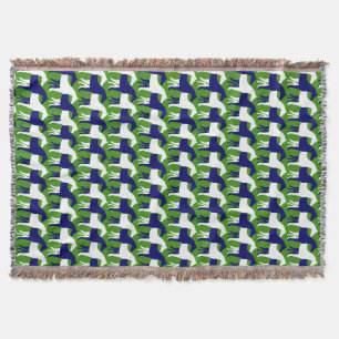 Weiße und blaue Marschpferde auf grünen Pferden Decke