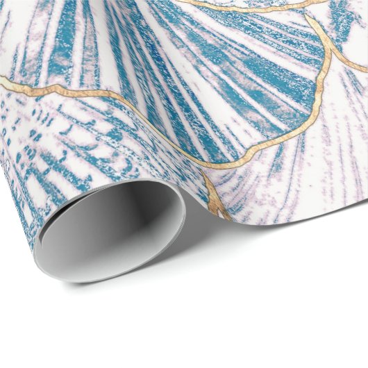 Weiße und blaue Mermaid-Skala-Muster Geschenkpapier (Rolleneckpunkt)