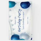 Weiße und blaue moderne Geburtstagsparty Banner (Vertikal)