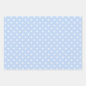 Weiße und blaue Pastel Polka Dot Mix Geschenkpapier Set (Vorderseite)
