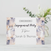 WEISSE UND BLAUE PATELE BLUMENELEGANTE VERLOBUNG EINLADUNG (Stehend Vorderseite)