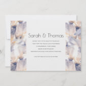 WEISSE UND BLAUE PATELE BLUMENELEGANTE VERLOBUNG EINLADUNG (Rückseite)